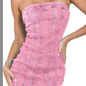 Amazon Pink Strapless Mini Dress